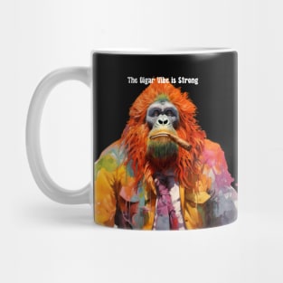 Cigar Smoking Ape: "The Cigar Vibe is Strong" on a dark (Knocked Out) background Mug